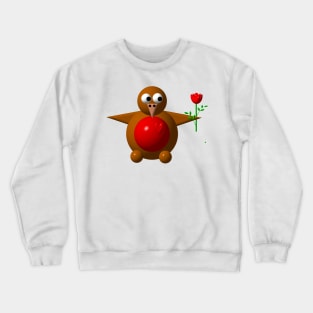 Cute Robin with a Rose Crewneck Sweatshirt